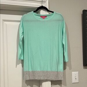 Lilly Pulitzer Mint Green and Gray Long Sleeve Top